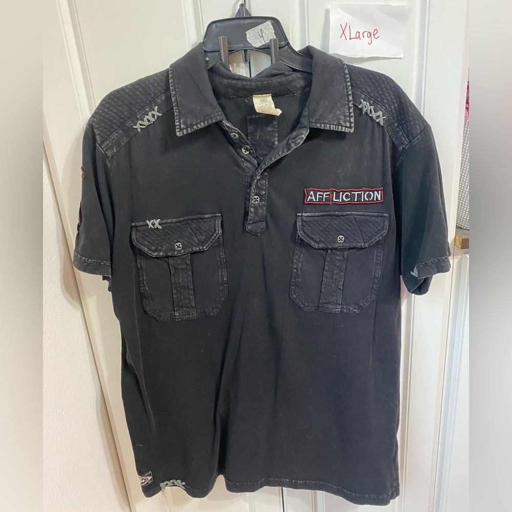 Affliction men’s size XLarge short sleeve shirt, black